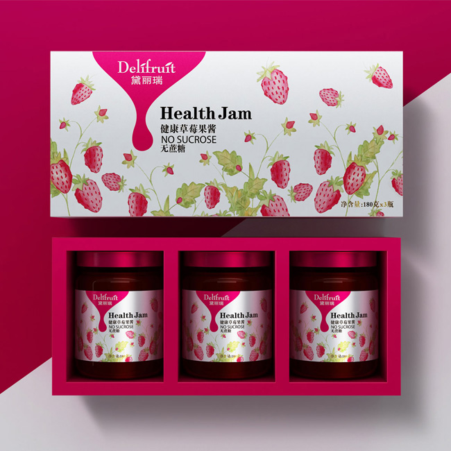 黛丽瑞品牌草莓果酱礼盒包装设计，调味料果酱包装设计公司