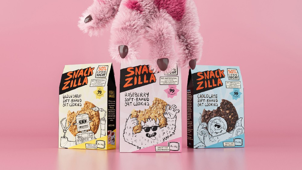 Snackzilla儿童零食包装设计，低糖食品包装设计公司